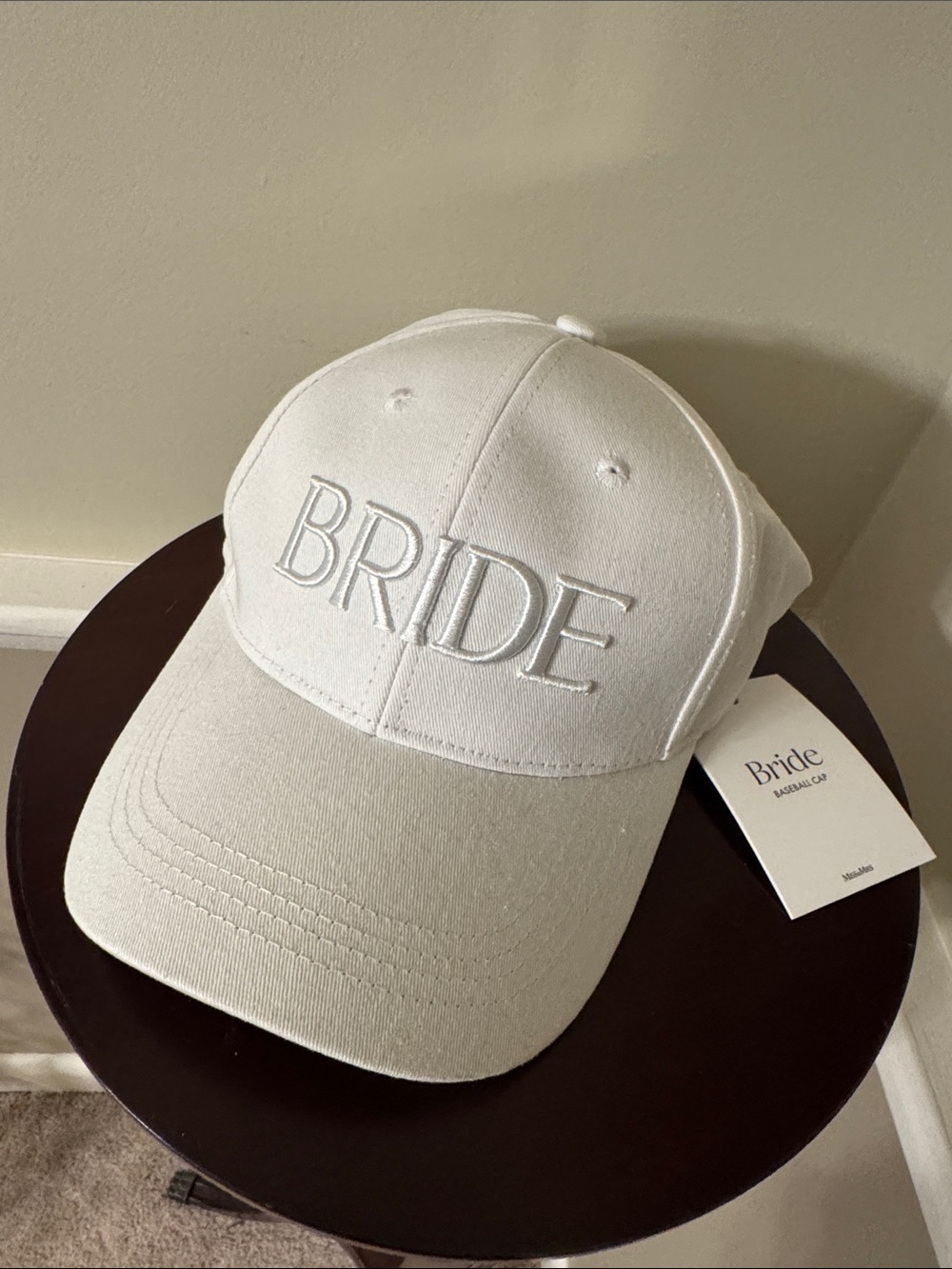 BRIDE Embroidered White Baseball Cap